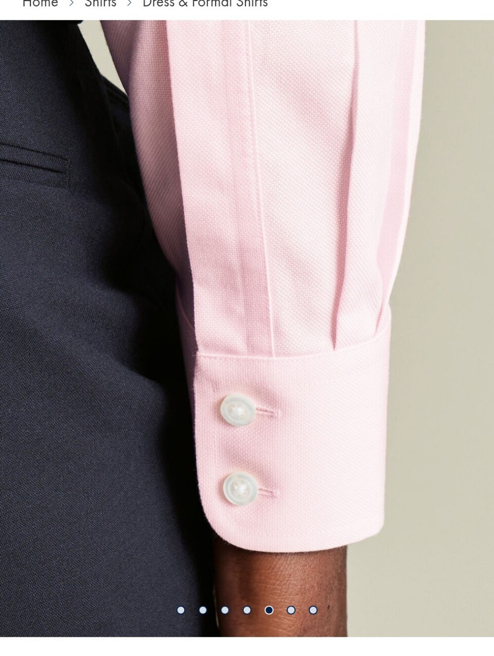 Charles Tyrwhitt Classic Collar Extra Slim Non-Iron Royal Oxford Shirt- 17/35in. - Picture 9 of 11